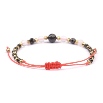 Bransoletka czarny TURMALIN Kamień Księżycowy HEMATYT ochrona miłość